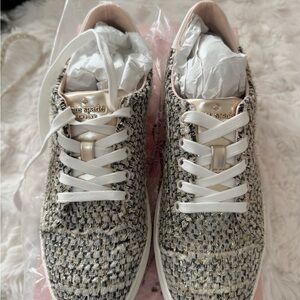 Kate Spade Women's Gold and Cream Tweed Sneakers